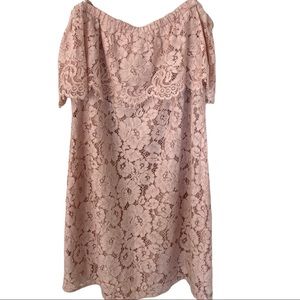 Wayf women’s off the shoulder blush lace mini dress size medium